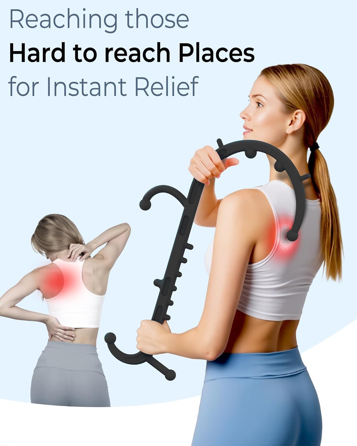 Cubetoou 16-node massage stick delivers multifocal pressure across the back.