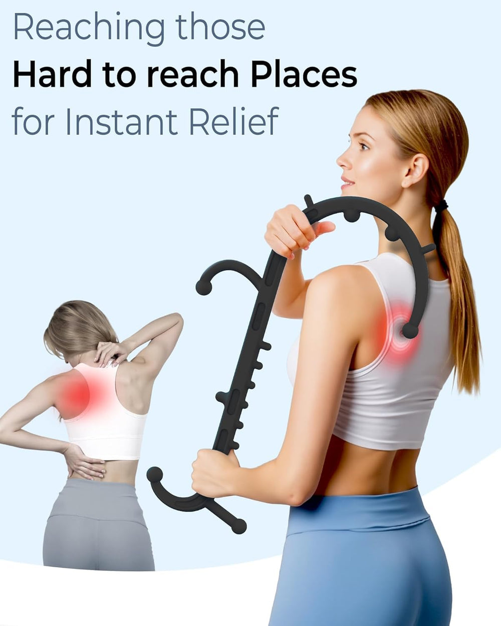 Cubetoou 16-node massage stick delivers multifocal pressure across the back.