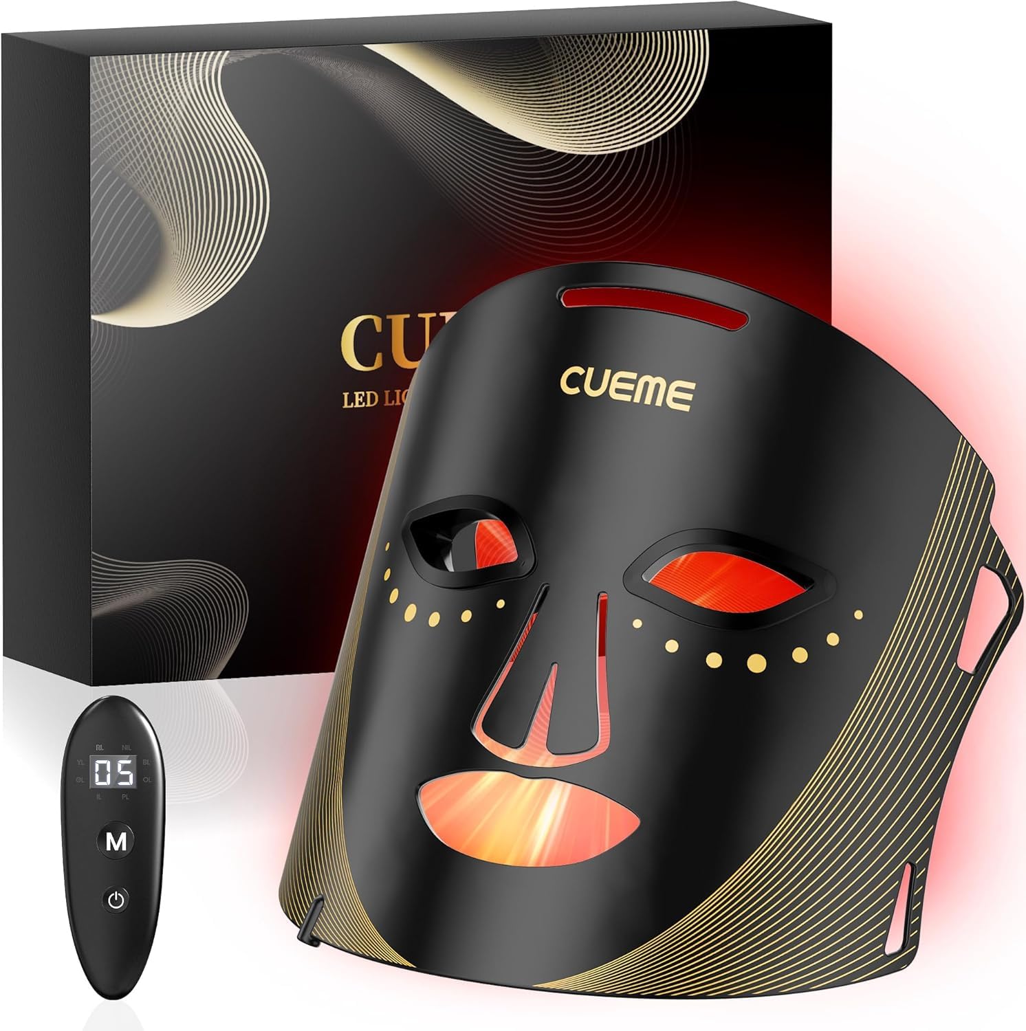 CUEME red light therapy face mask close-up for at-home skin support
