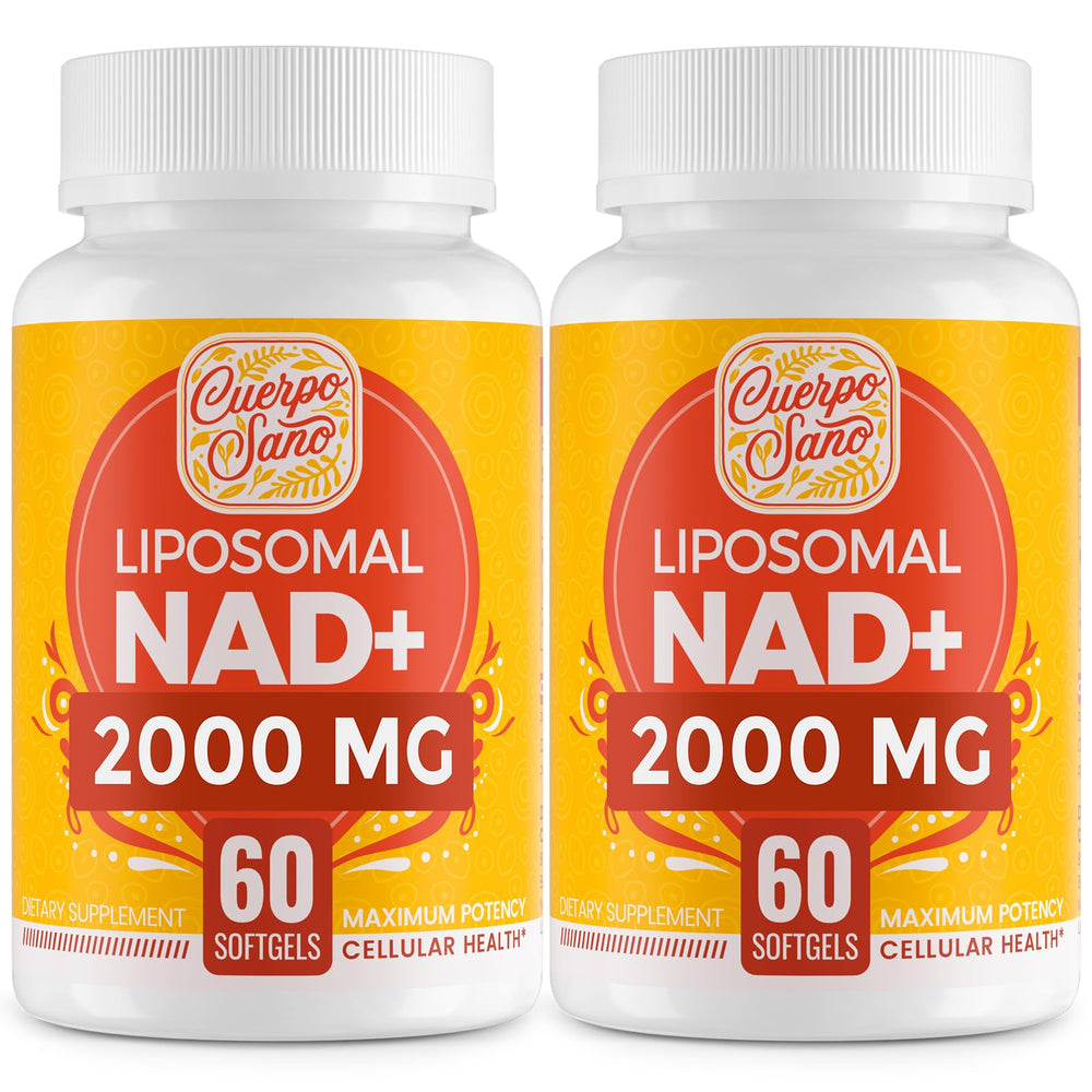 Cuerpo Sano NAD 2000mg liposomal bottle illustrates energy-supporting high absorption