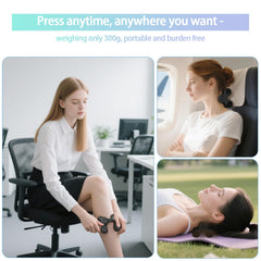 CufEslite multi-use massage tool covering thighs and calves for fatigue management.