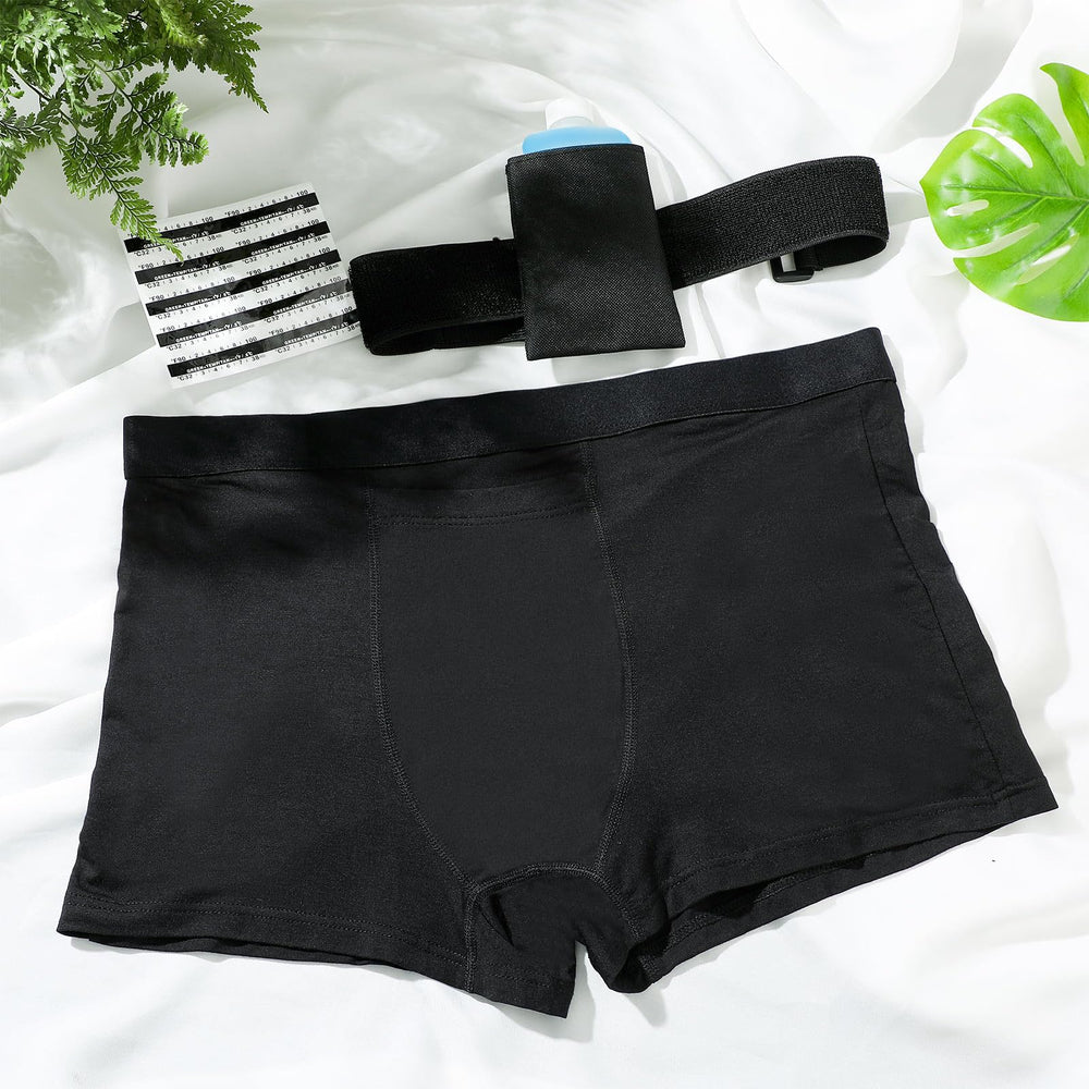 Cuffbow lining pocket boxer brief hides the kit for discreet transport.