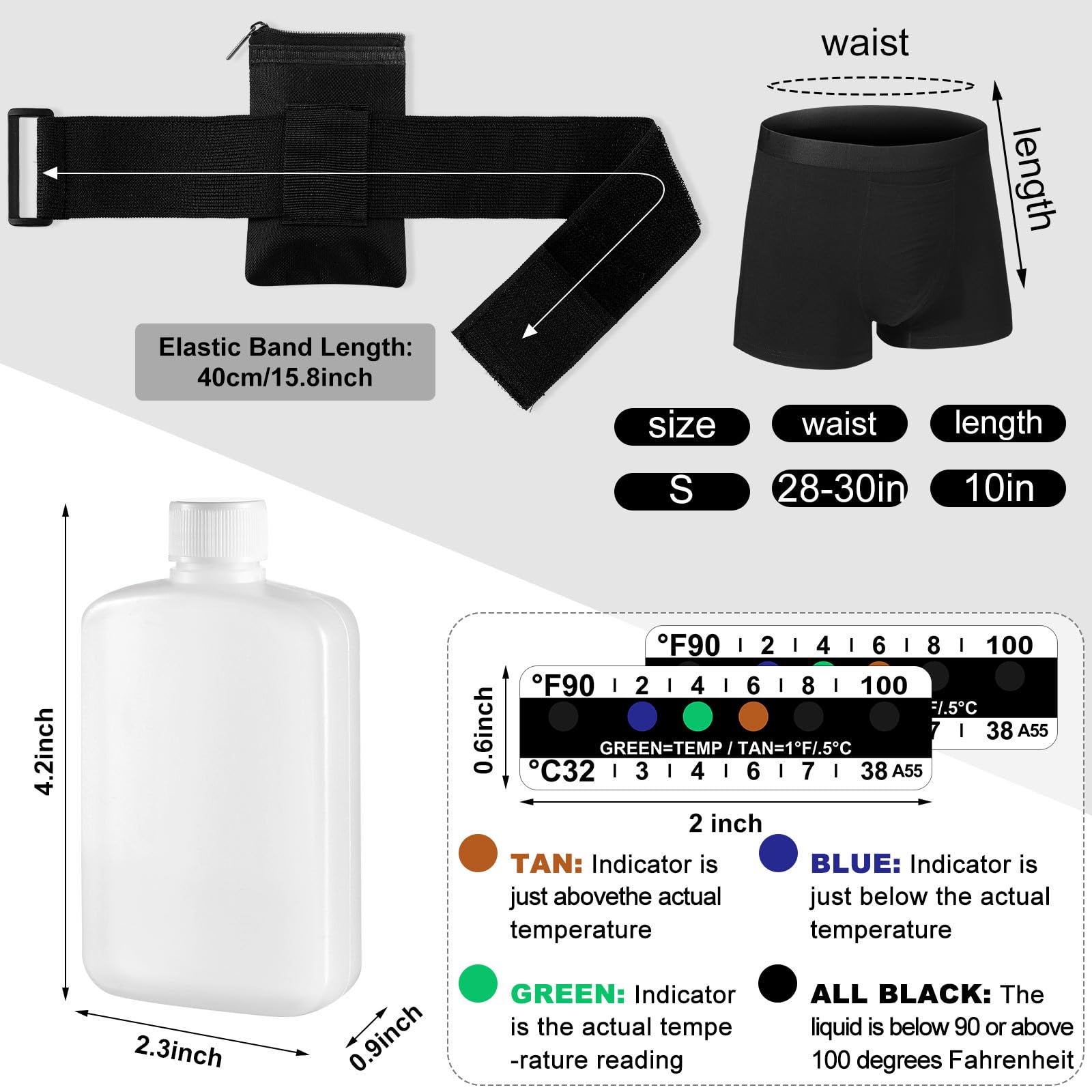 Cuffbow temperature strips display color changes for quick readings.