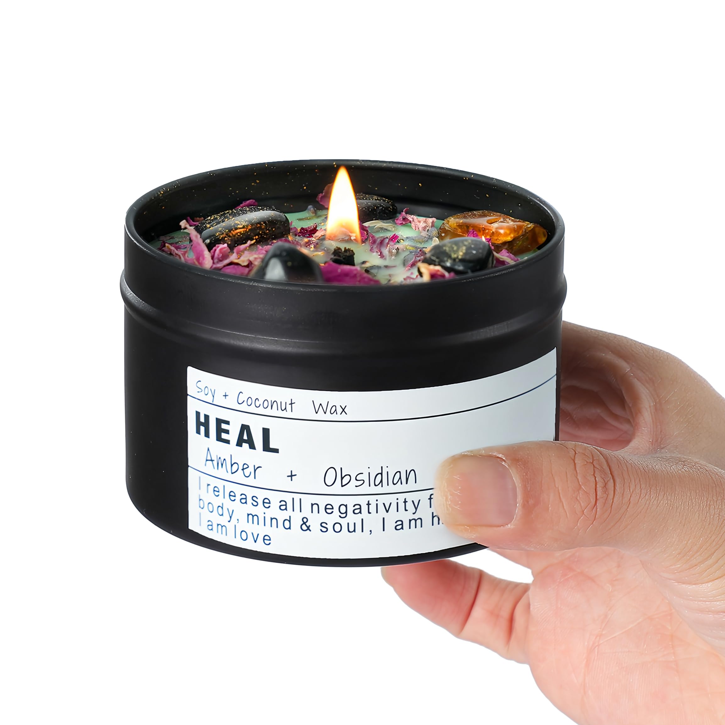 CULACEE Obsidian energy candle tin for grounding rituals and calm ambiance