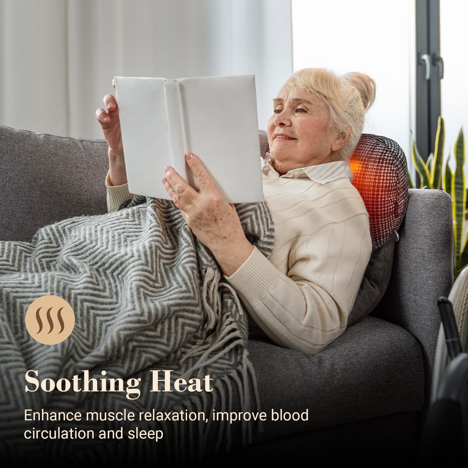CuPiLo back massager with heat function to add warm comfort during sessions.