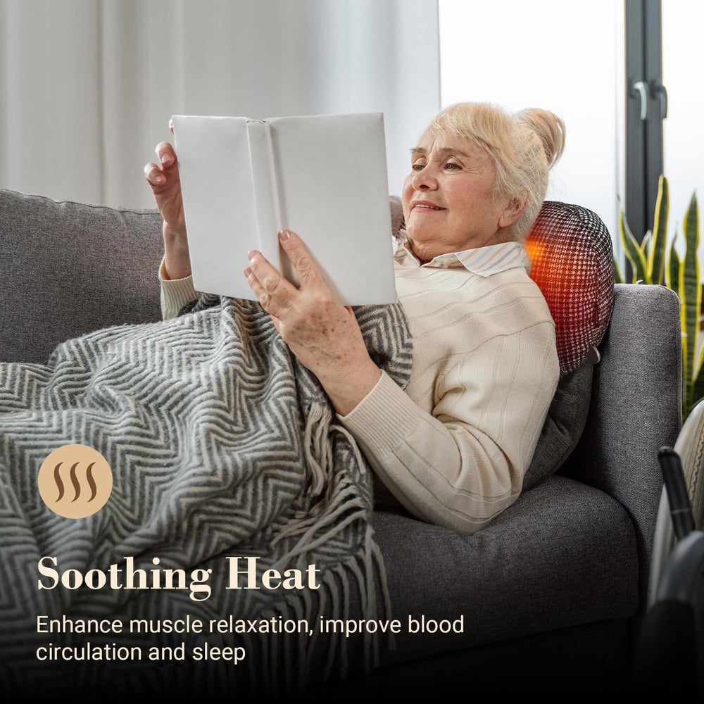 CuPiLo back massager with heat function to add warm comfort during sessions.