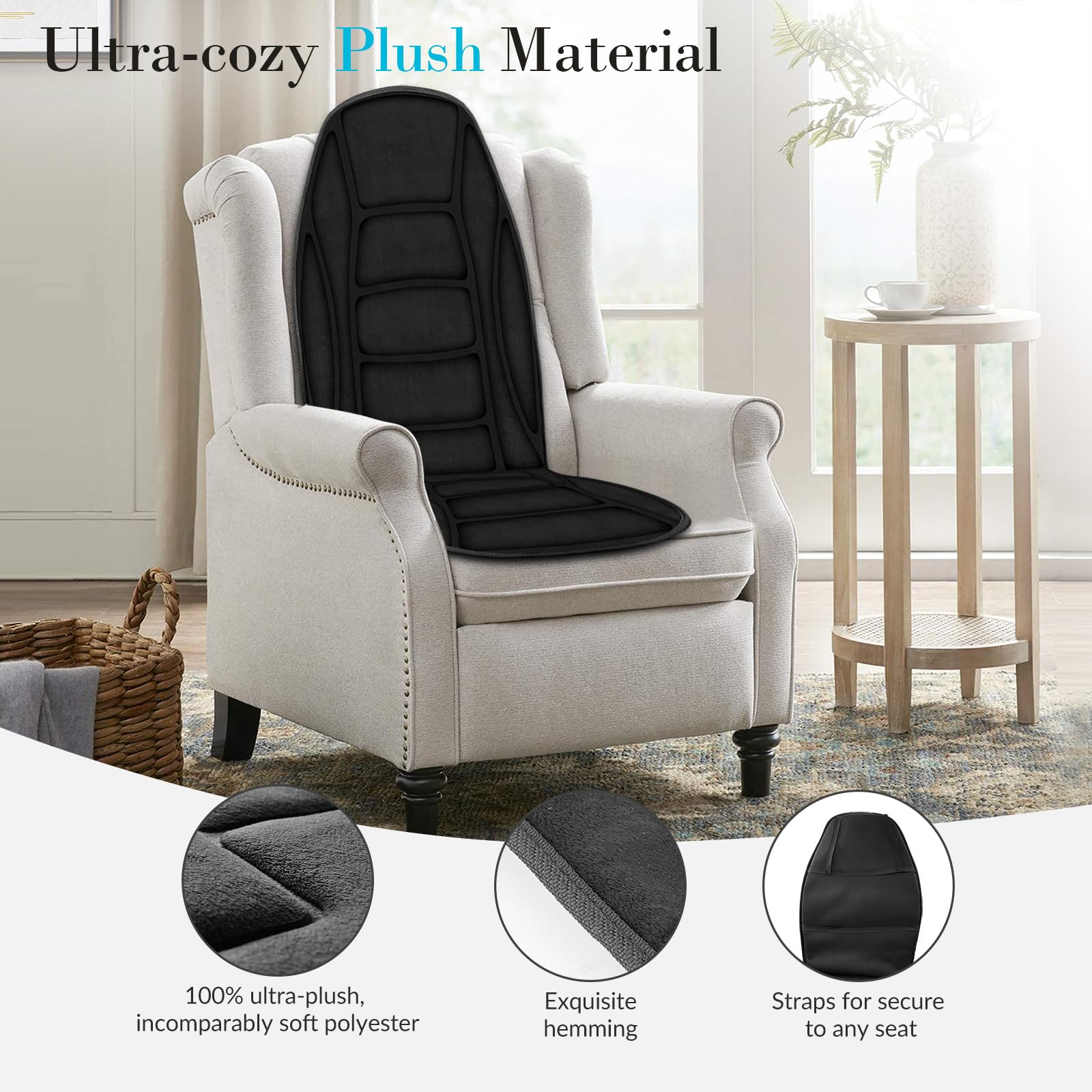 CuPiLo chair massager cushion adjustable straps securing position