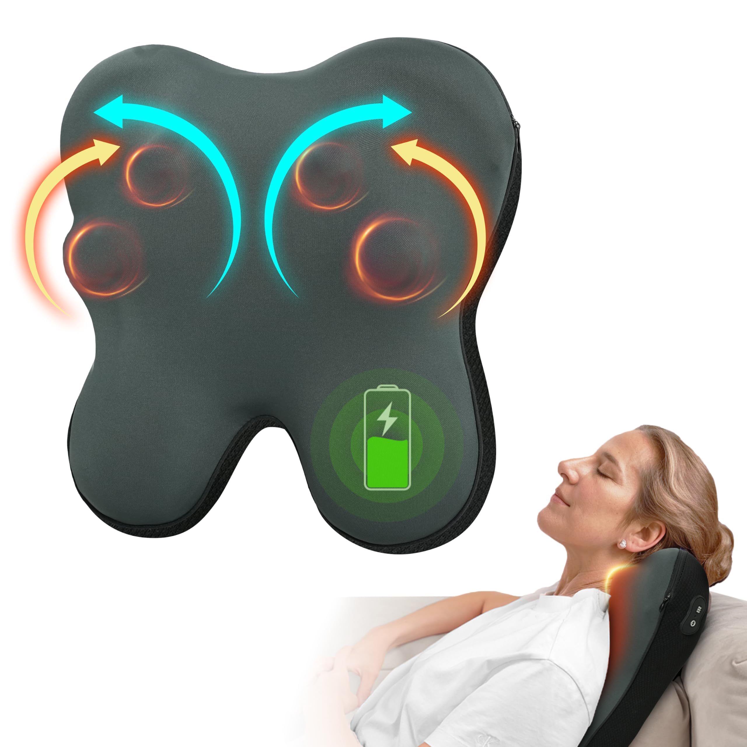 CuPiLo cordless back massager with ergonomic design for targeted neck and back relief.