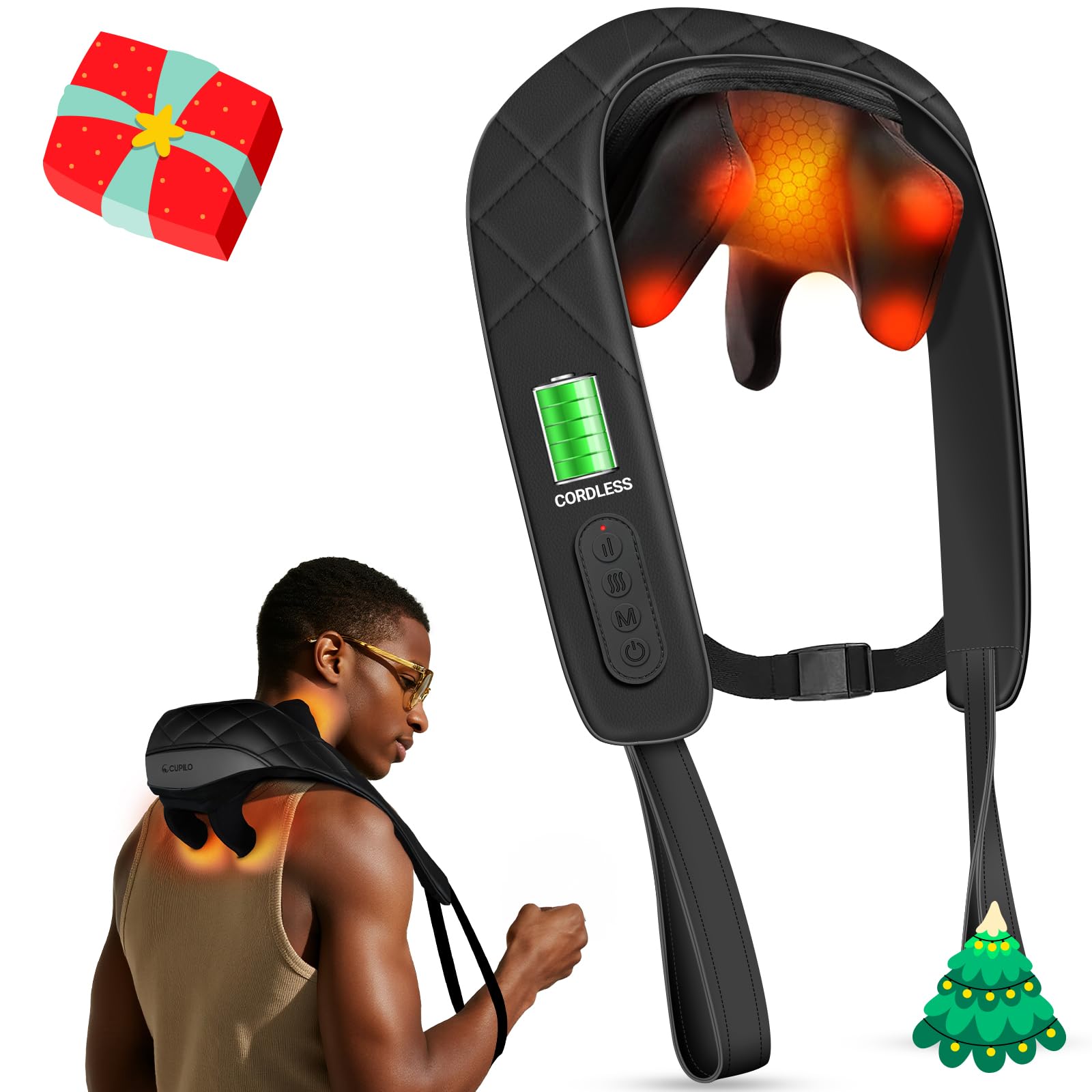 CuPiLo Cordless Neck Massager front view for portable neck relief.