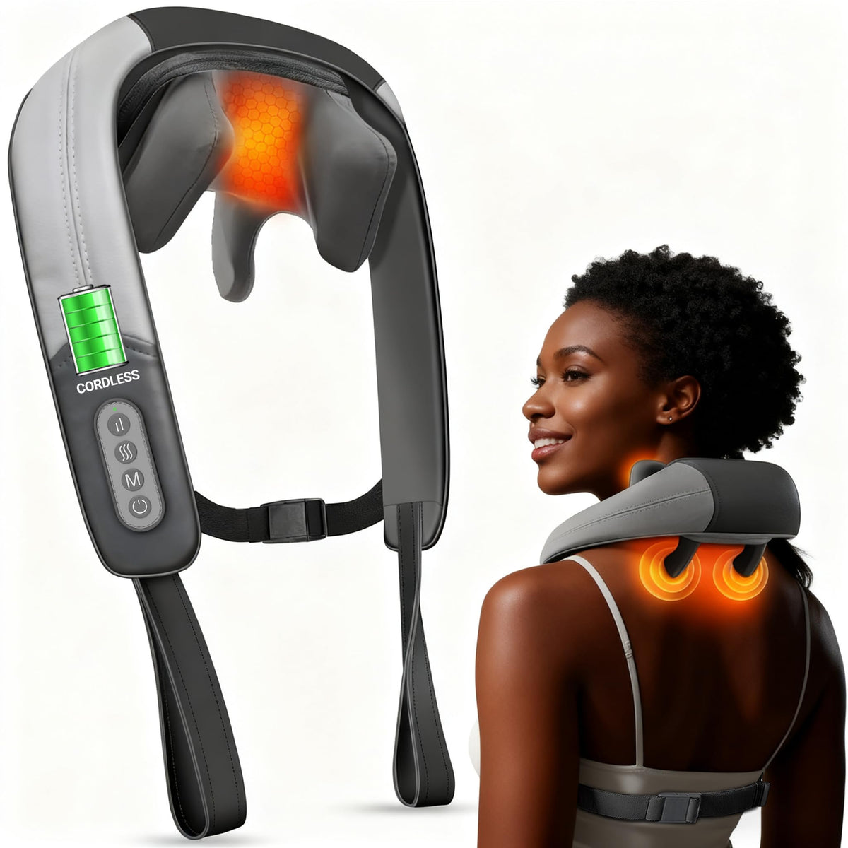 CuPiLo cordless neck massager front view offers portable relief from tension.