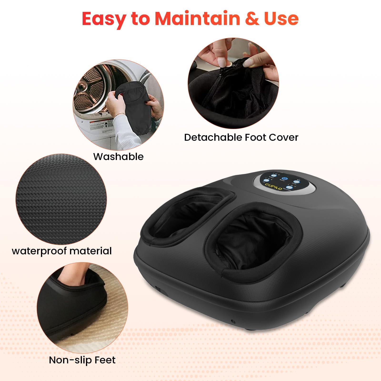 CuPiLo foot massager auto-off timer for safe 15-minute sessions