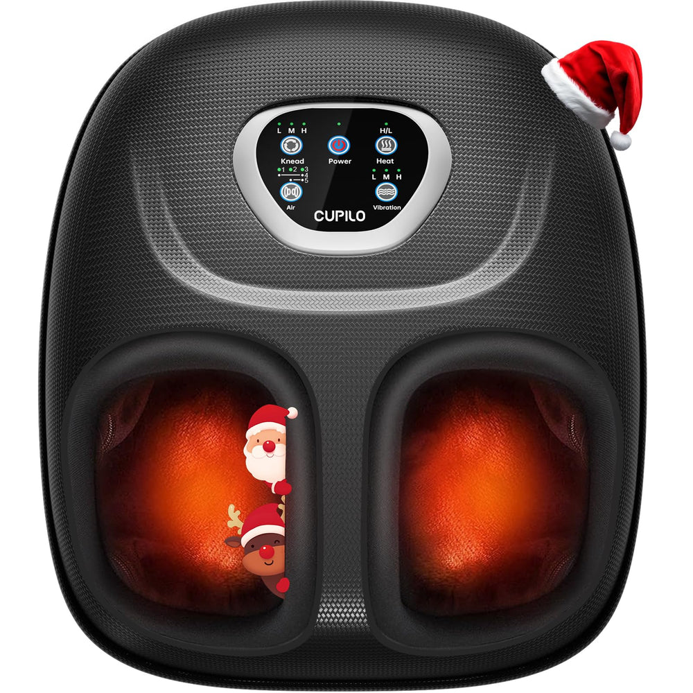 CuPiLo Foot Massager showing heat function for soothing warmth and relaxation