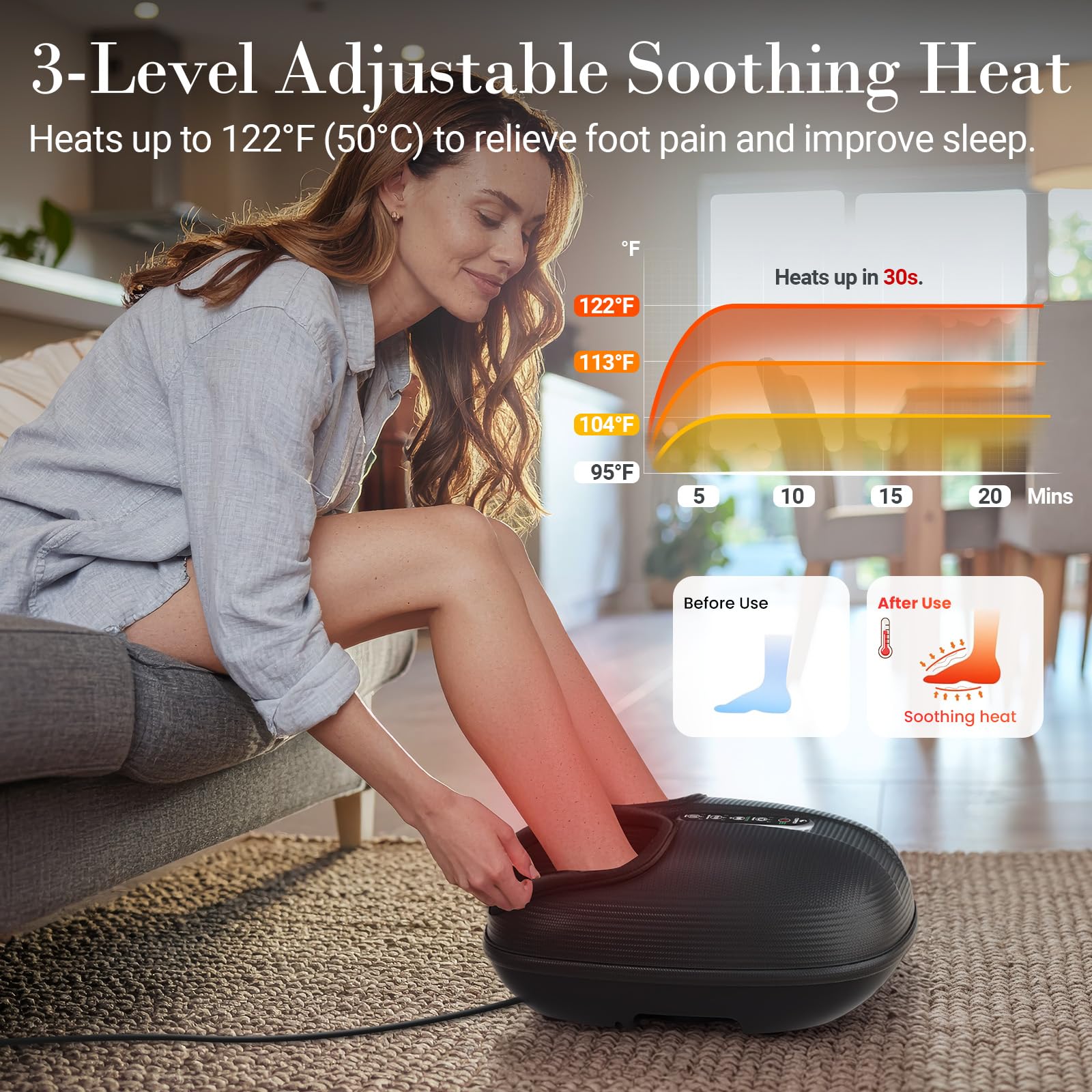 CuPiLo rotating massage heads deliver deep kneading similar to a therapist's hands.
