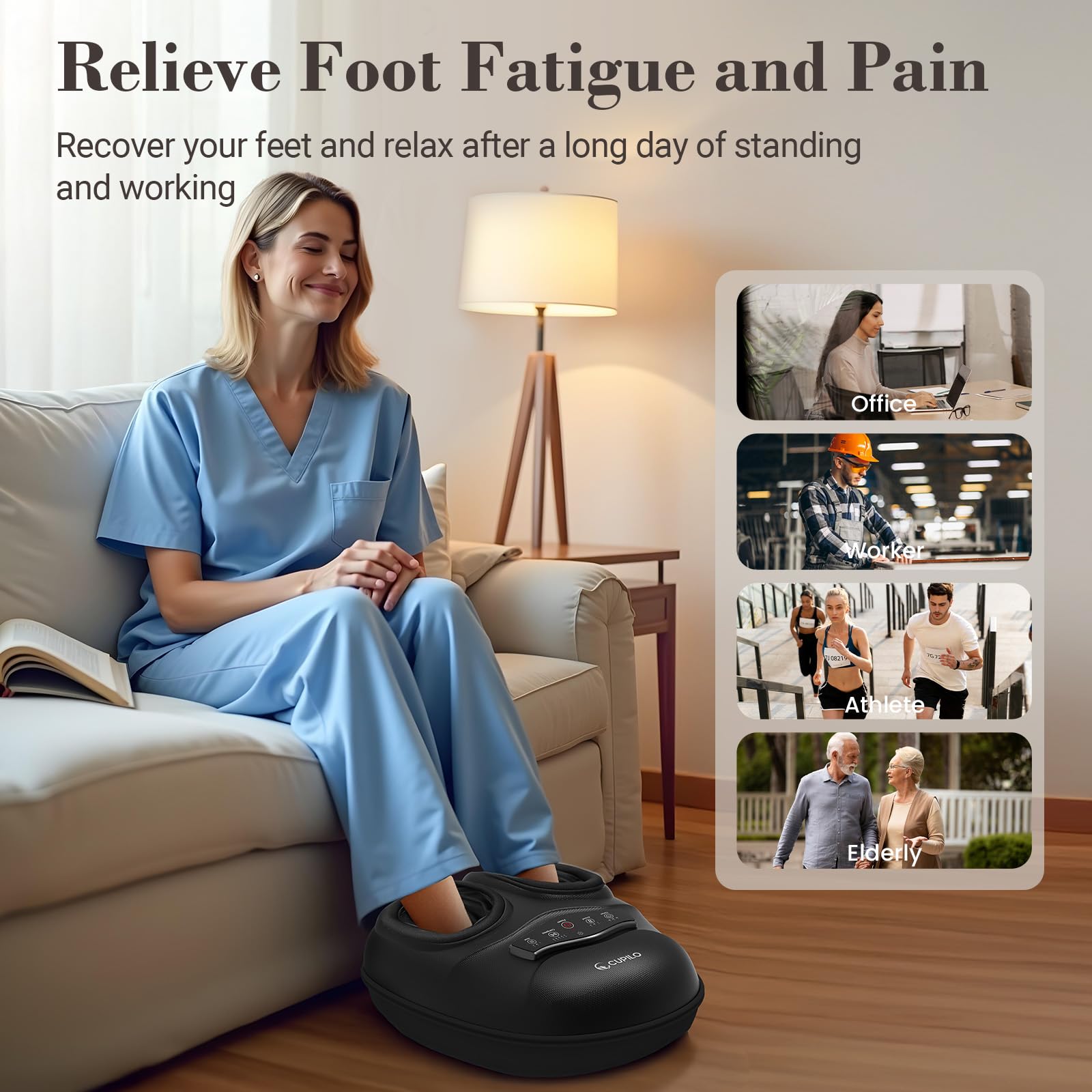 CuPiLo Massager uses compression with shiatsu for comfortable relief.