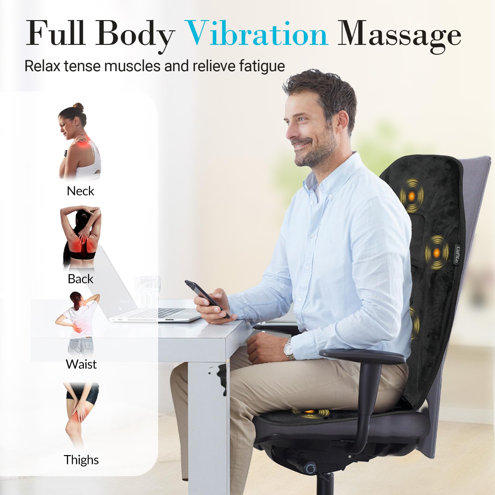 CuPiLo heating function offering cozy warmth to the lower back