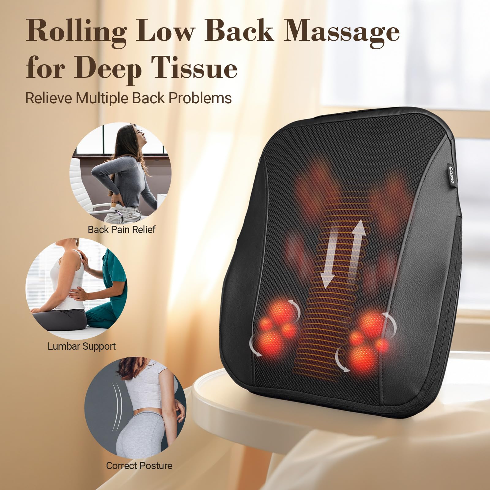 CuPiLo compact massager with a spot massage function for pinpoint relaxation.
