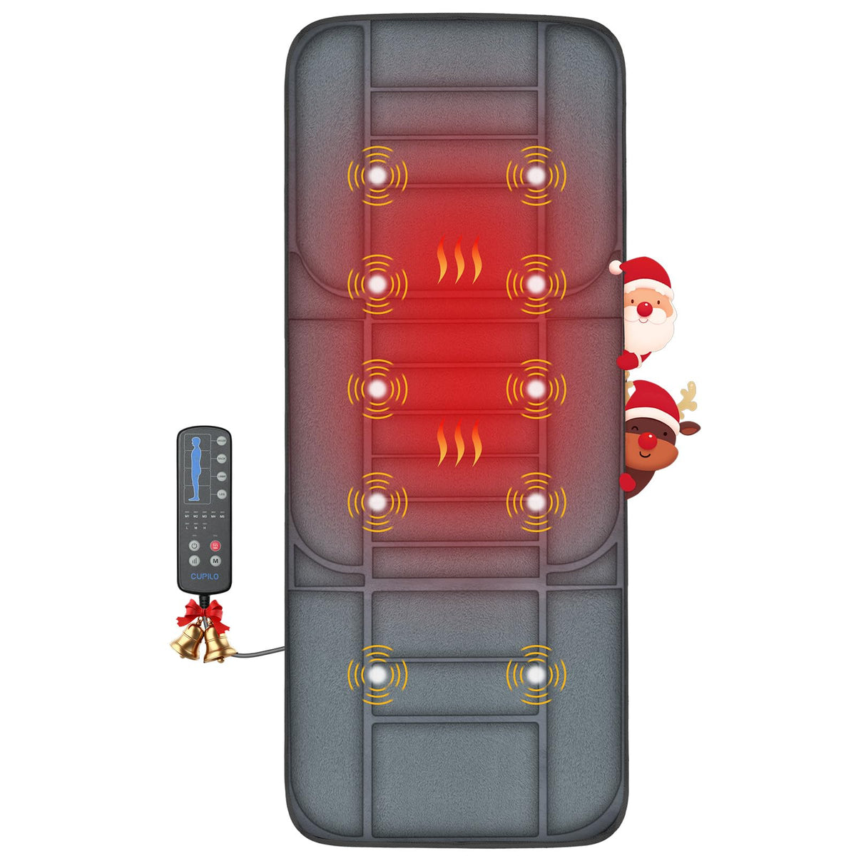 CuPiLo Massager Pad back-heat shows soothing warmth for targeted relief.