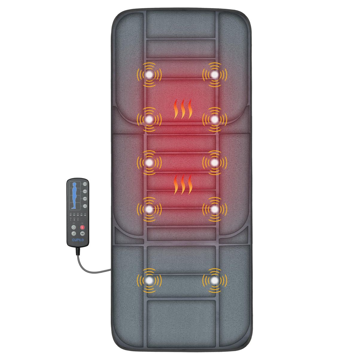 CuPiLo Massager Pad with Heat back view offers soothing relief at home.