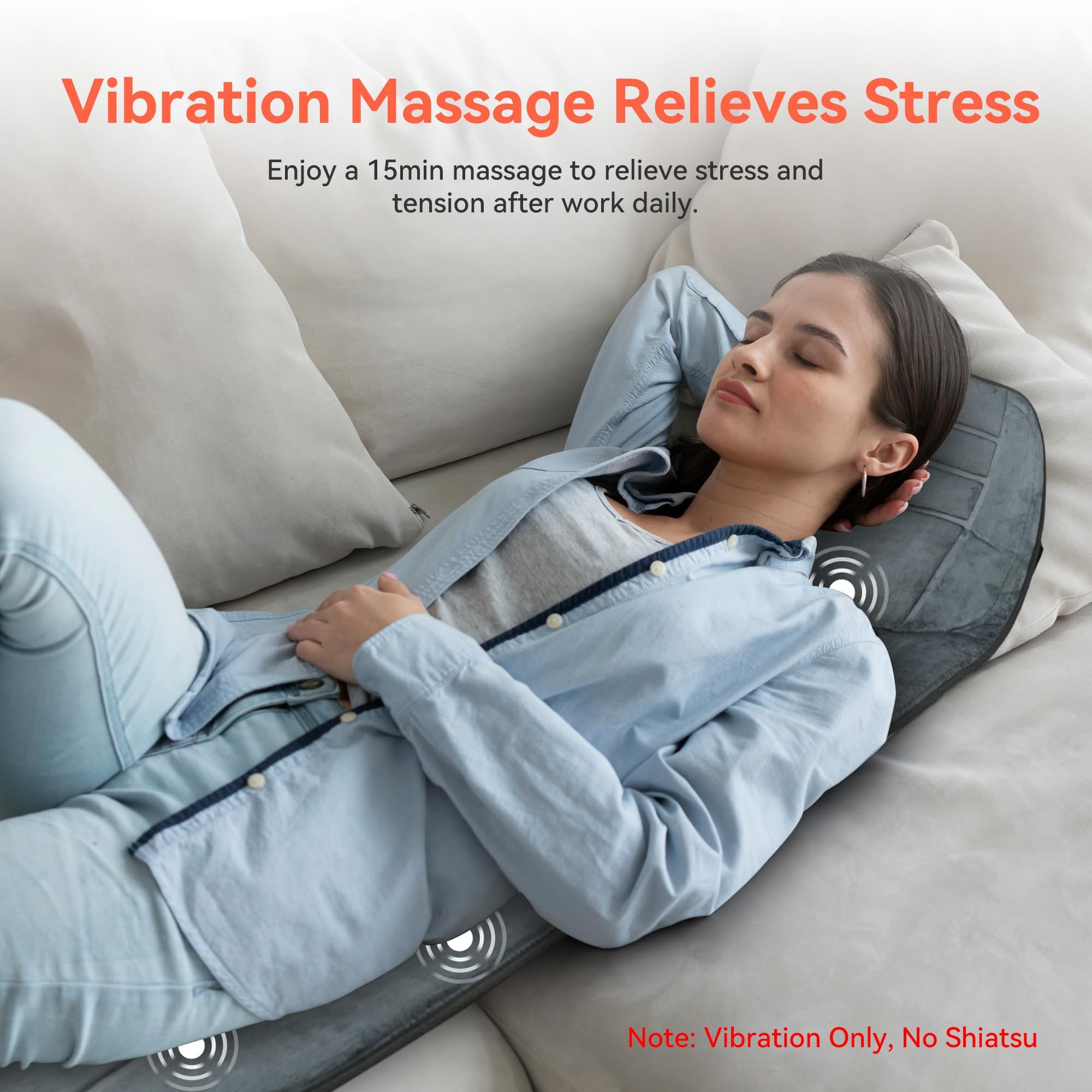 CuPiLo Massager Pad lumbar-massage shows concentrated vibration for muscle relaxation.