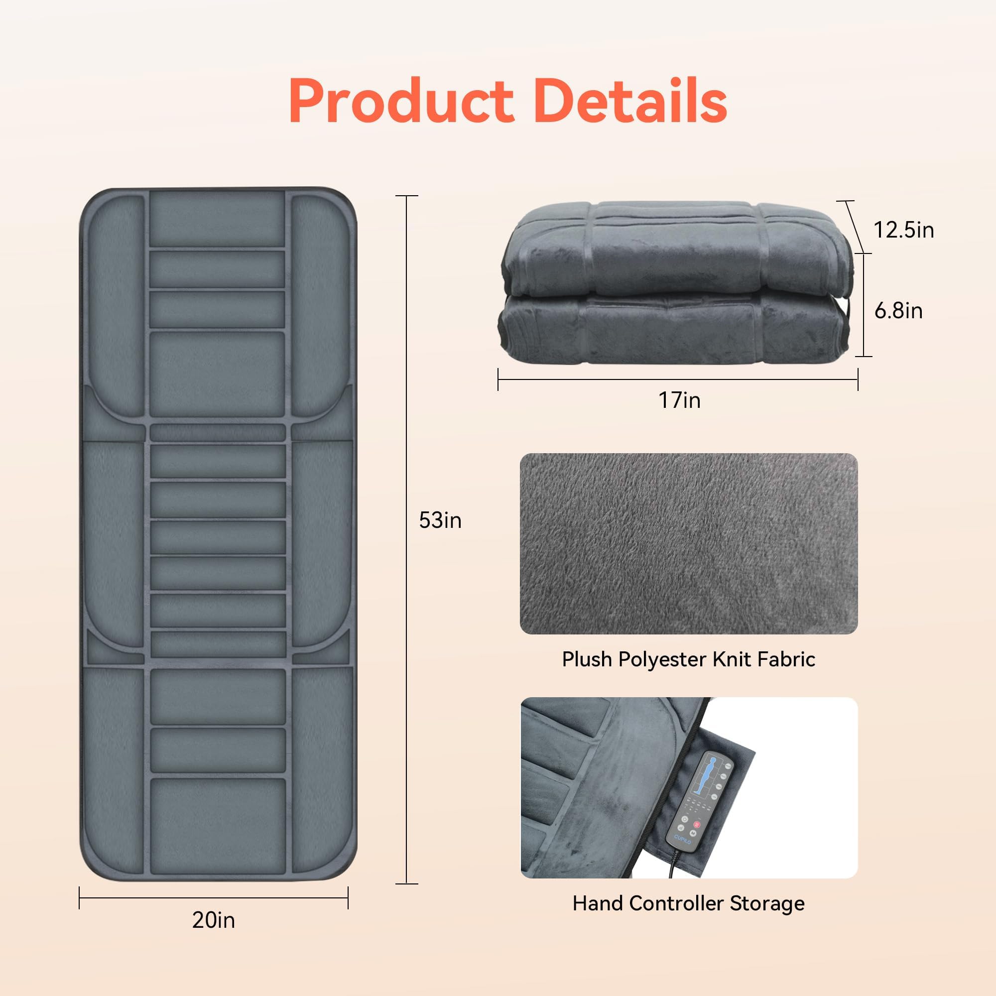 CuPiLo Massager Pad motor-count highlights ten motors for even coverage.