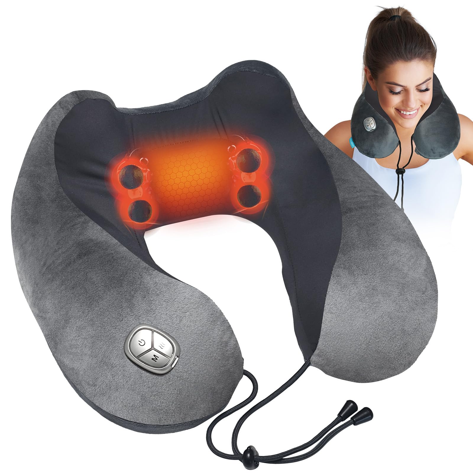 CuPiLo neck massage pillow packaging showing portable relaxation for travel