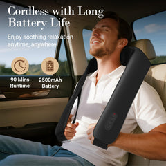 CuPiLo neck massager with heat therapy delivering soothing warmth for tense shoulders.
