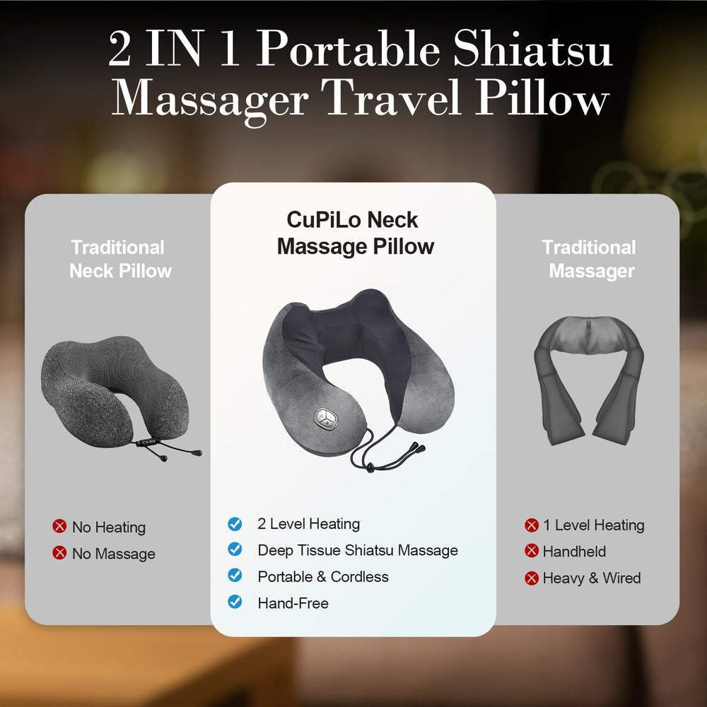 Charging port and LED indicators on CuPiLo neck massager pillow