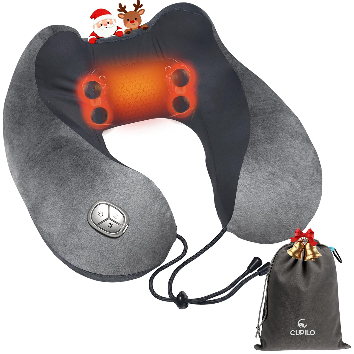 CuPiLo neck massager pillow with heat, front view, soothing at-home relief