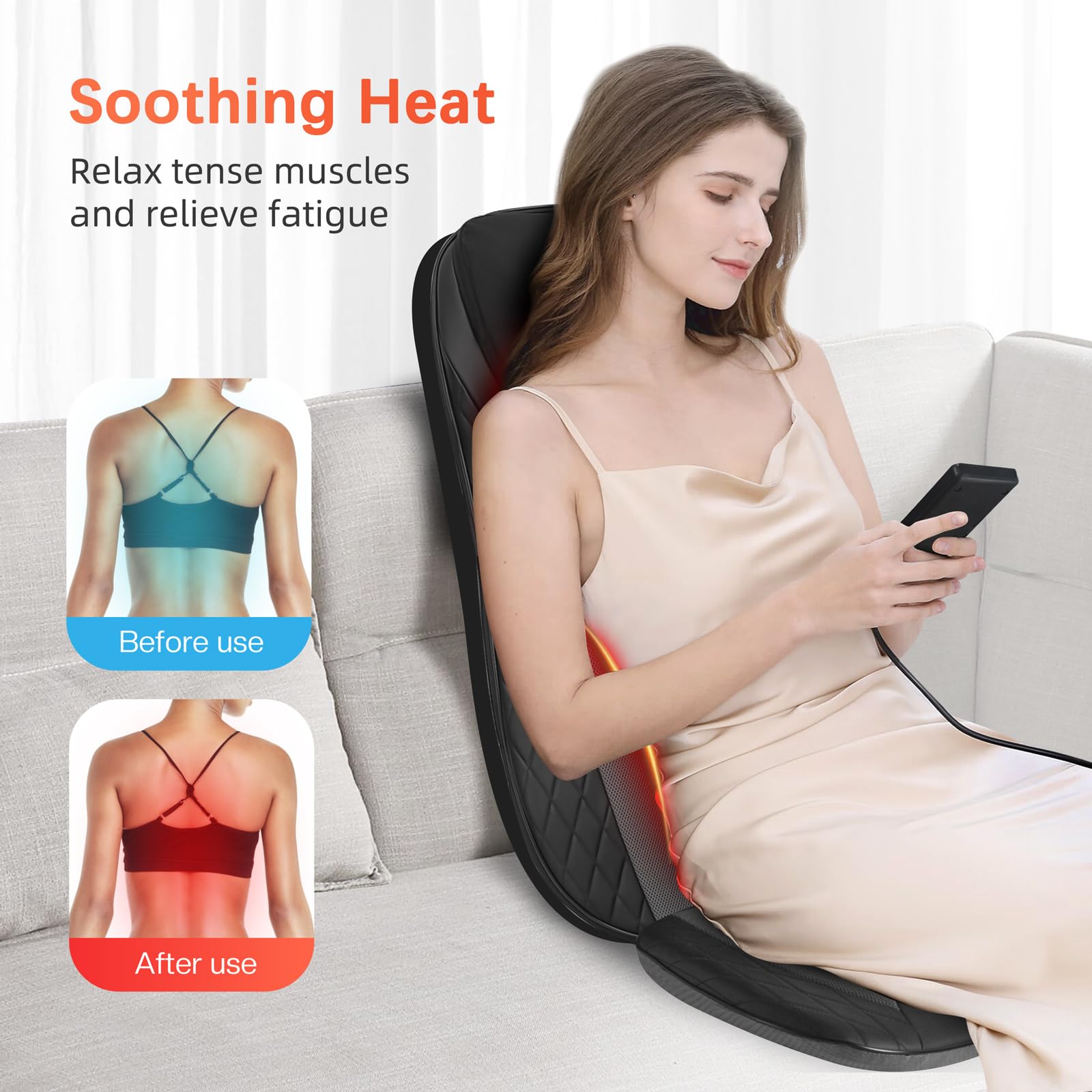 CuPiLo shiatsu nodes adjust up or down to fit different heights.