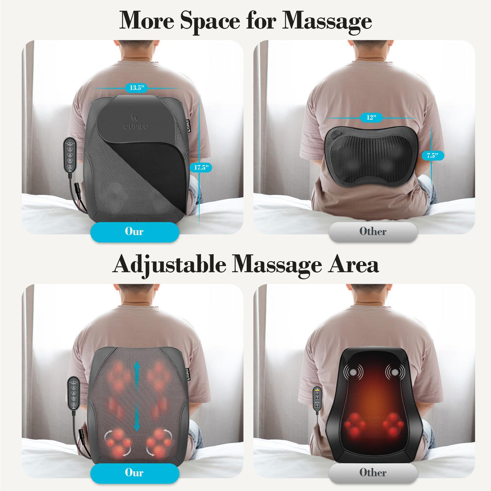 CuPiLo massager fits in car with ergonomic handle for convenient in-car relief.