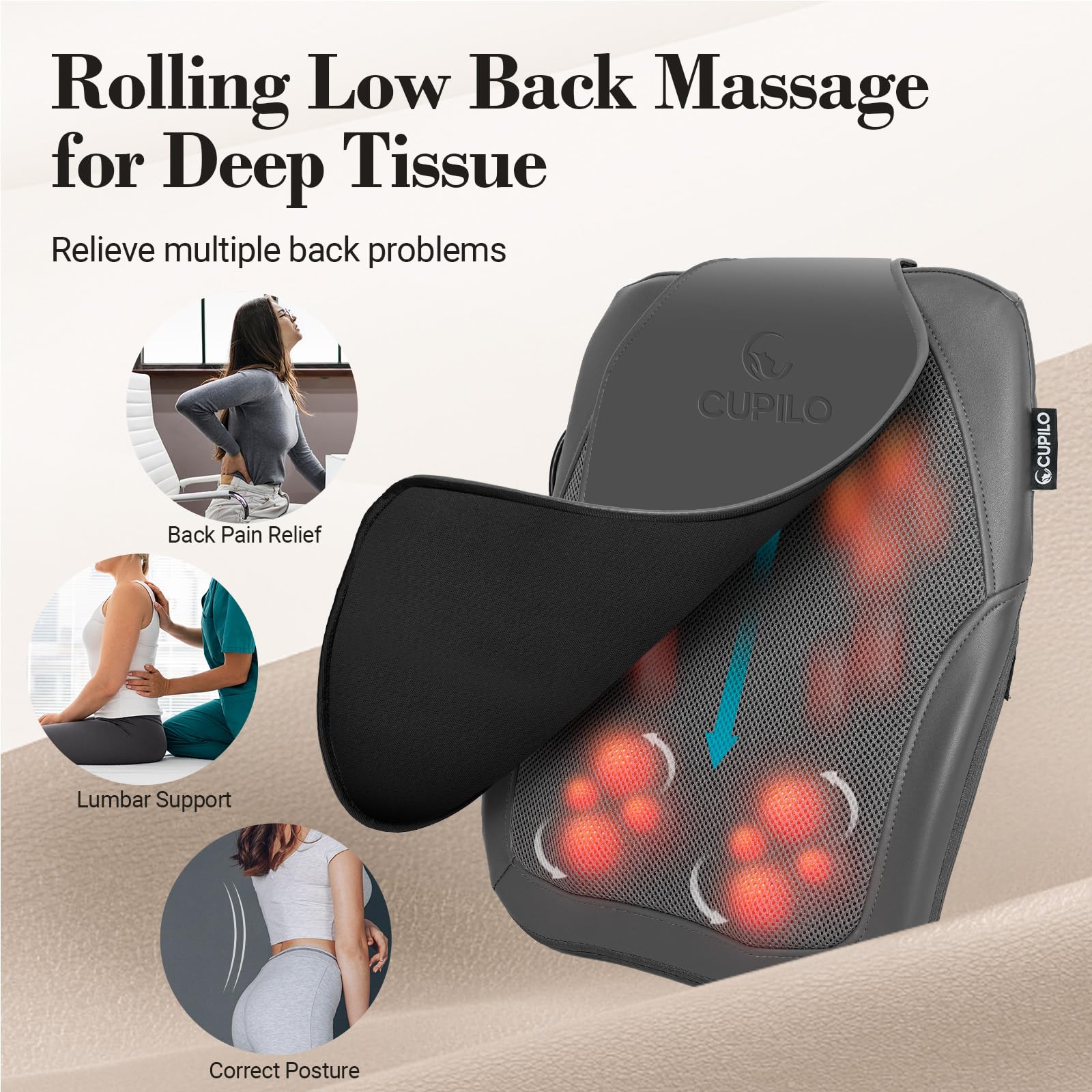 CuPiLo portable design makes on-the-go massages easy at home or travel.