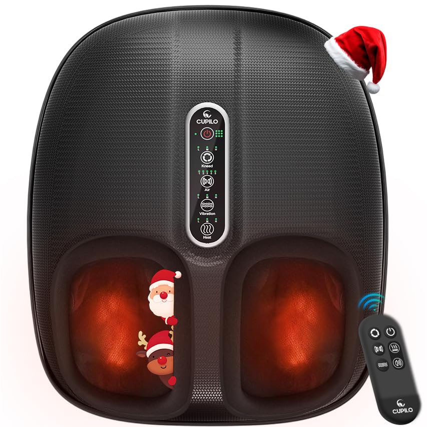 CuPiLo foot massager with remote control for hands-free relaxation at home.