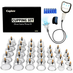 Cupluw cupping kit with 32 cups and magnets for versatile muscle relief