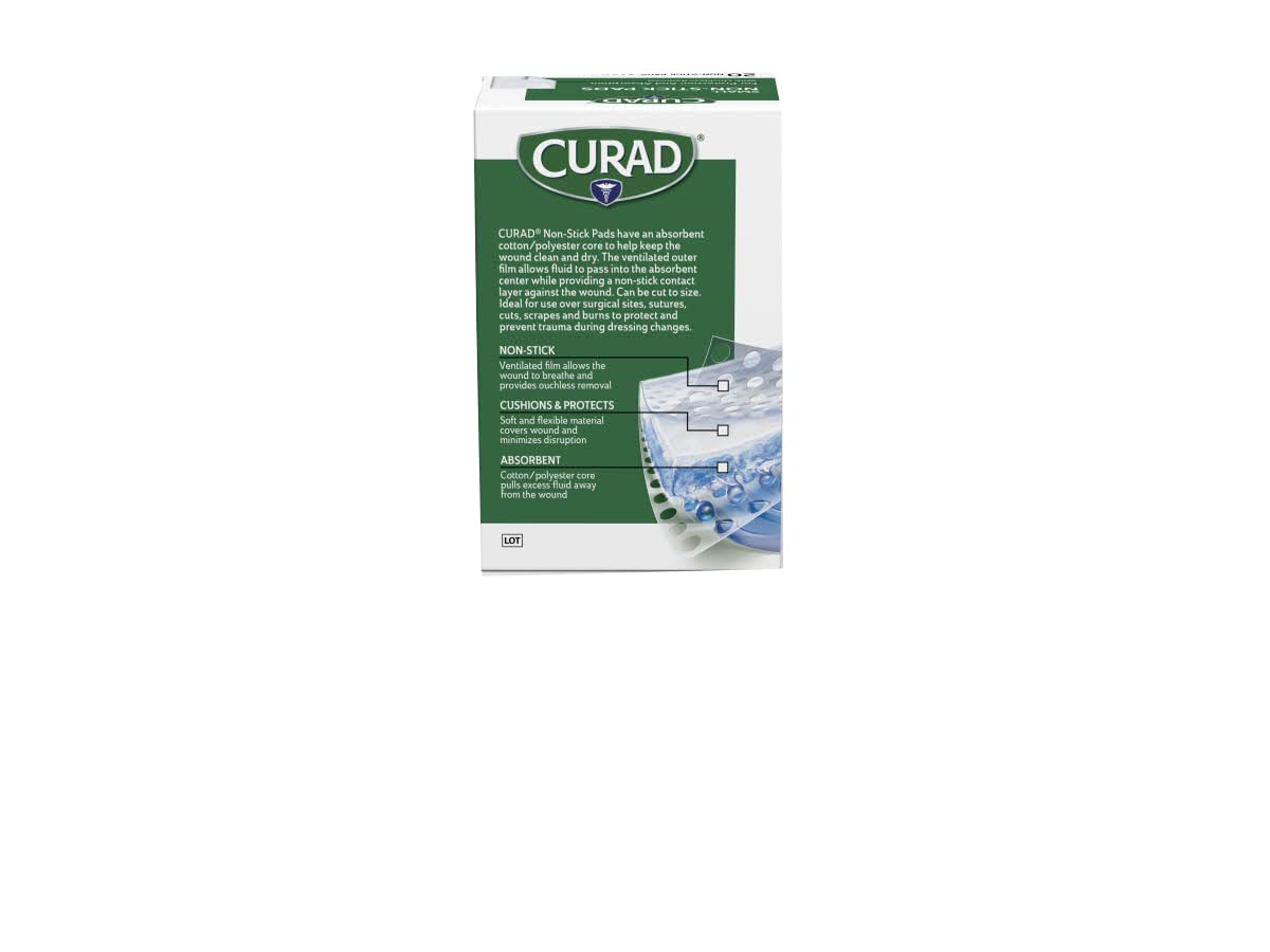 Curad almohadillas antiadherentes absorben secreciones para mantener la zona limpia.