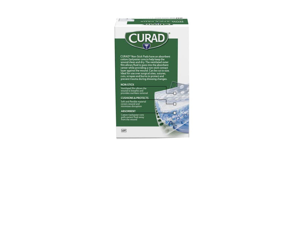 Curad almohadillas antiadherentes absorben secreciones para mantener la zona limpia.