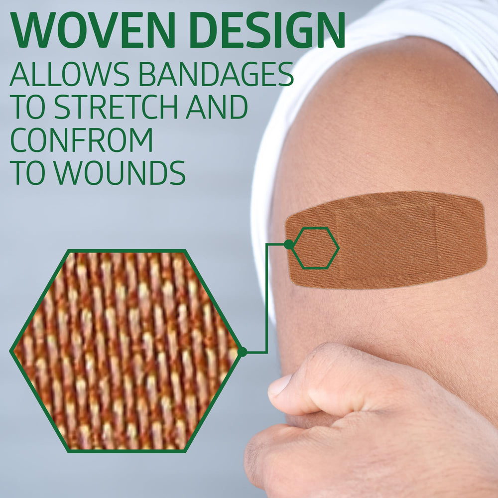 Curad bandages show a no-adherent pad beside the wound