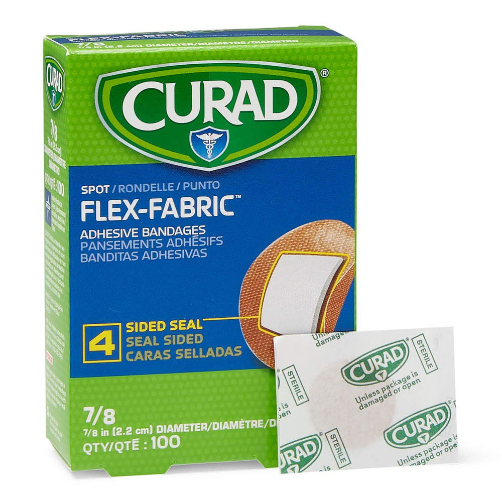 Curad banda con pad no adherente junto a la herida para protección suave.