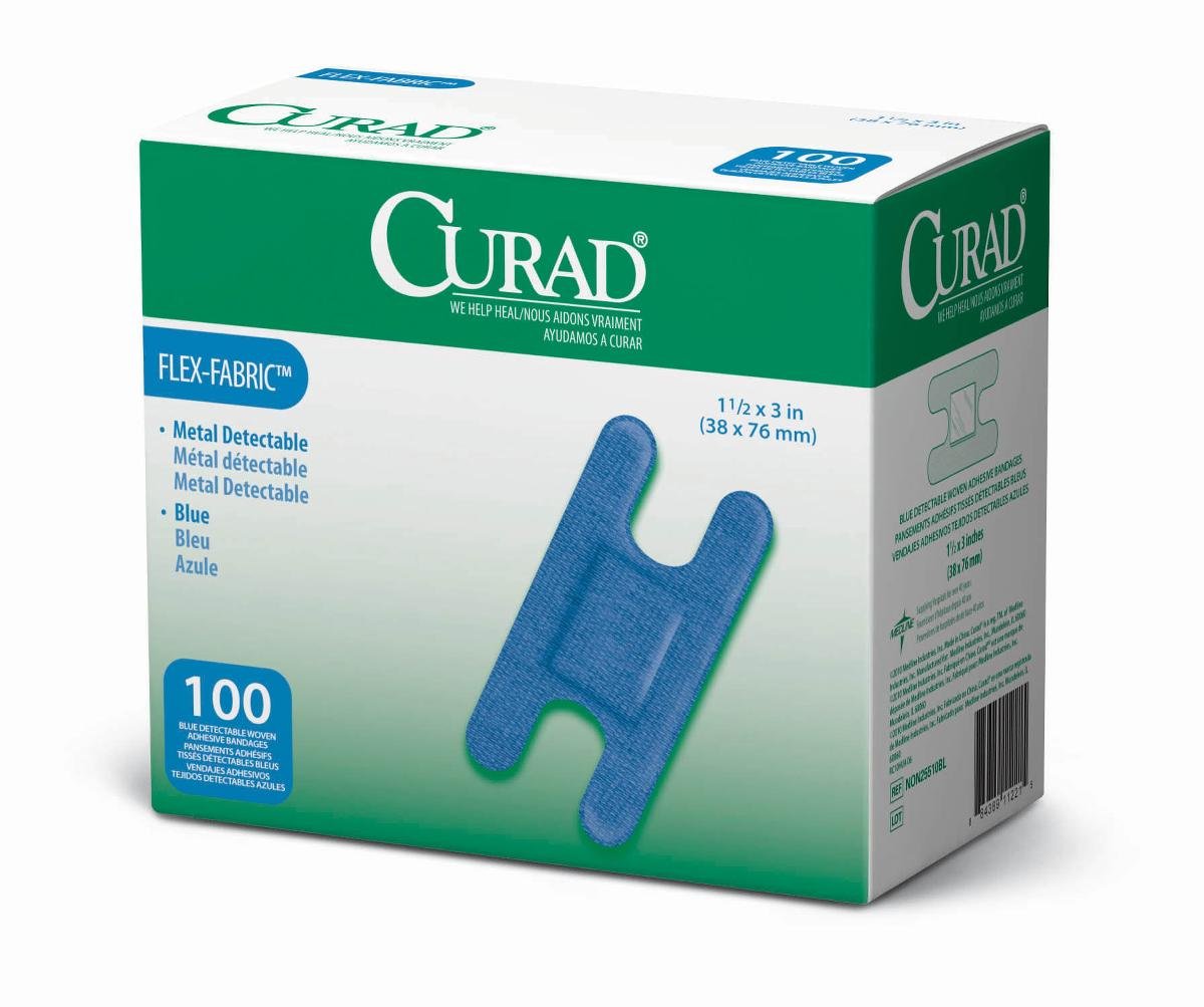 Curad curita nudillo azul, muy visible para detección rápida en alimentos