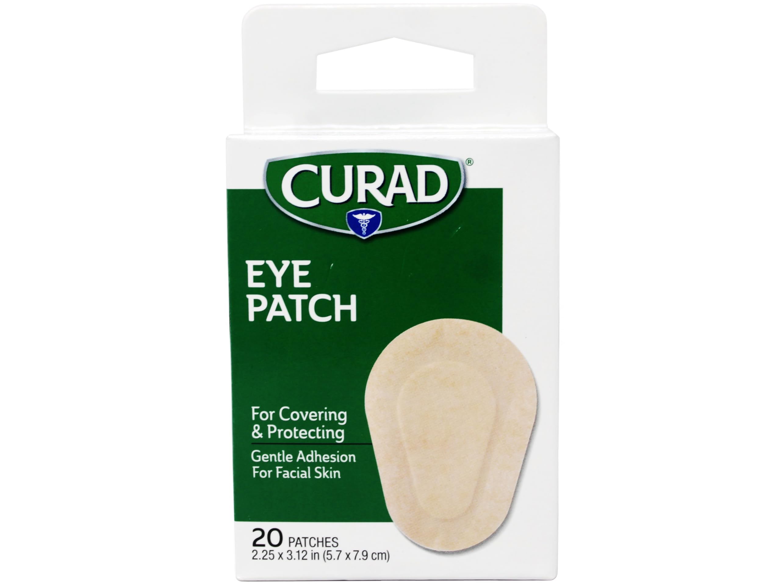Curad Eye Patches Regular 20-pack in beige, compact size for gentle eye care.