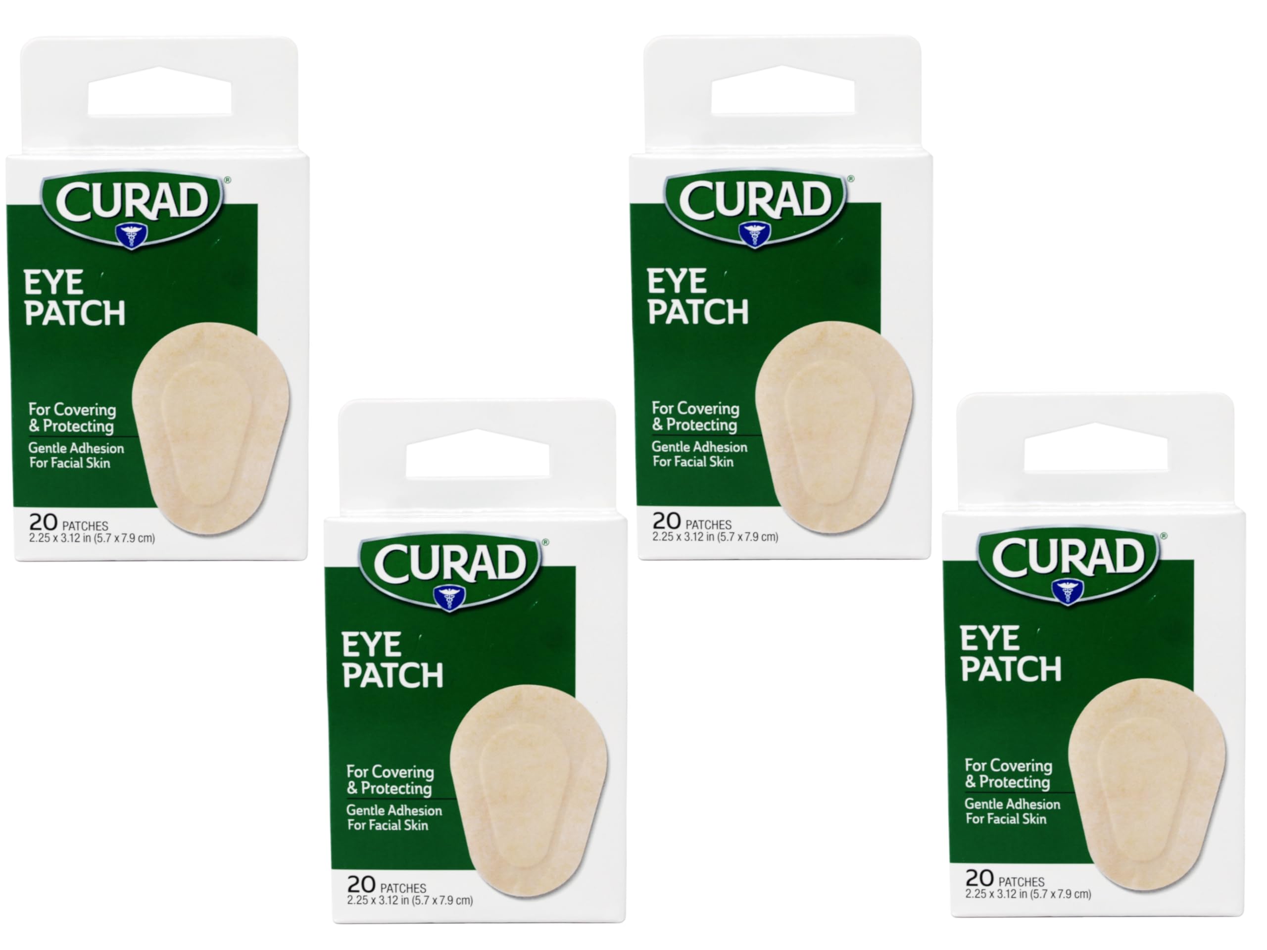 Curad Eye Patches Regular beige color, 2.25 by 3.12 inches for discreet use.