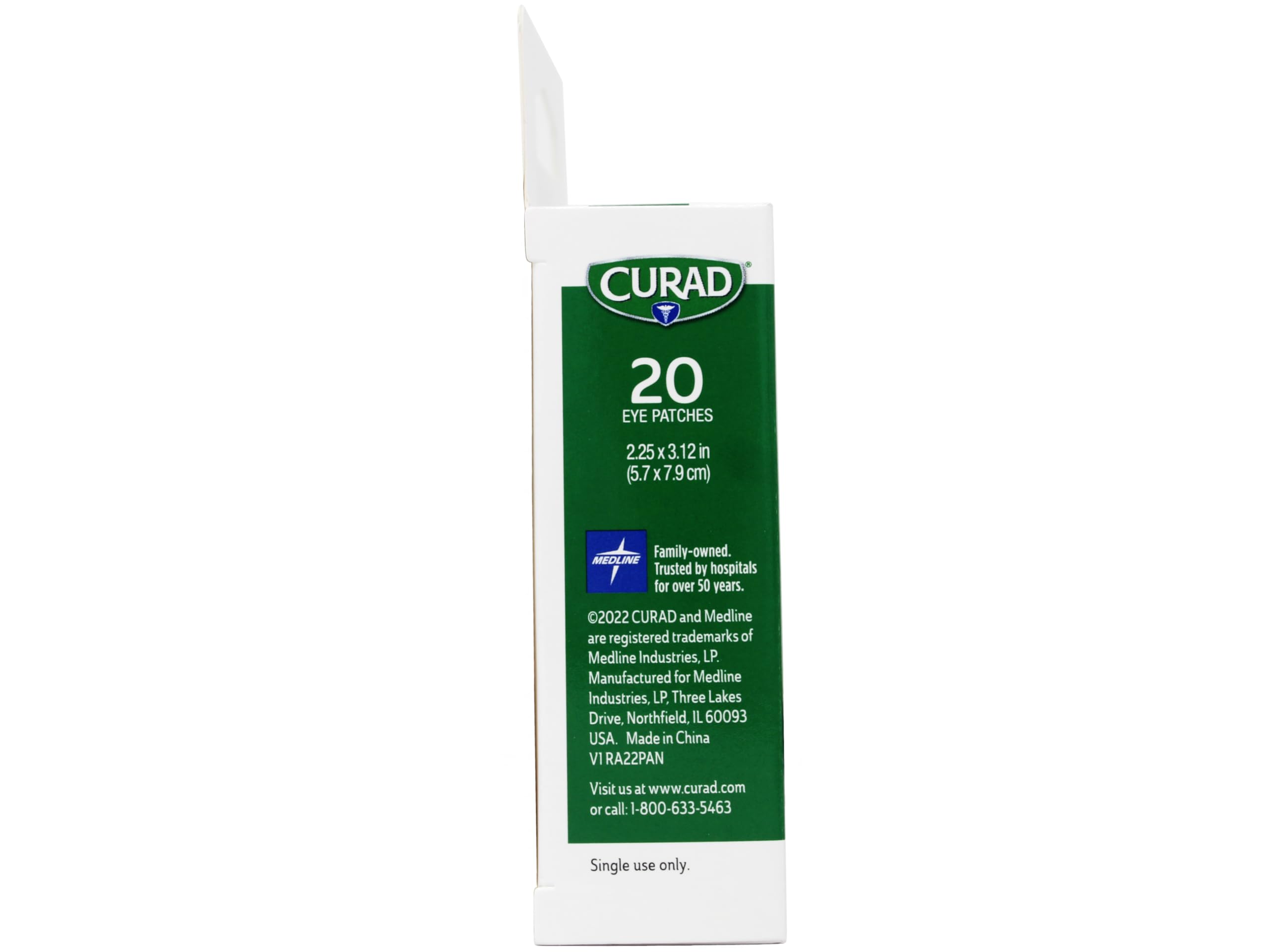 Curad Eye Patches Regular showing breathable backing for comfortable wear.
