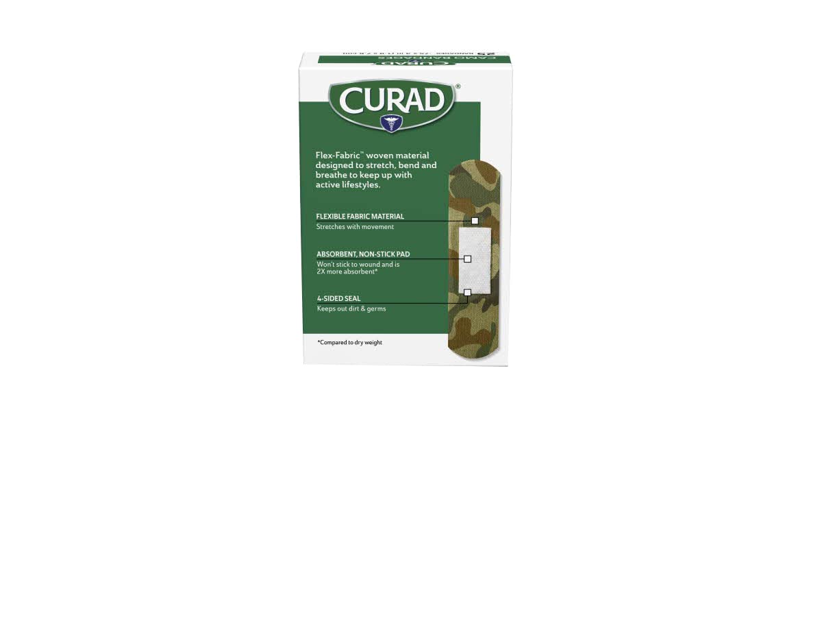 Curad bandages, 25-count box, ideal for family first-aid kits.