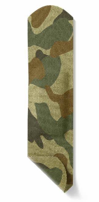 Curad Green Camo Flex-Fabric Bandages featuring a child-friendly camouflage design.
