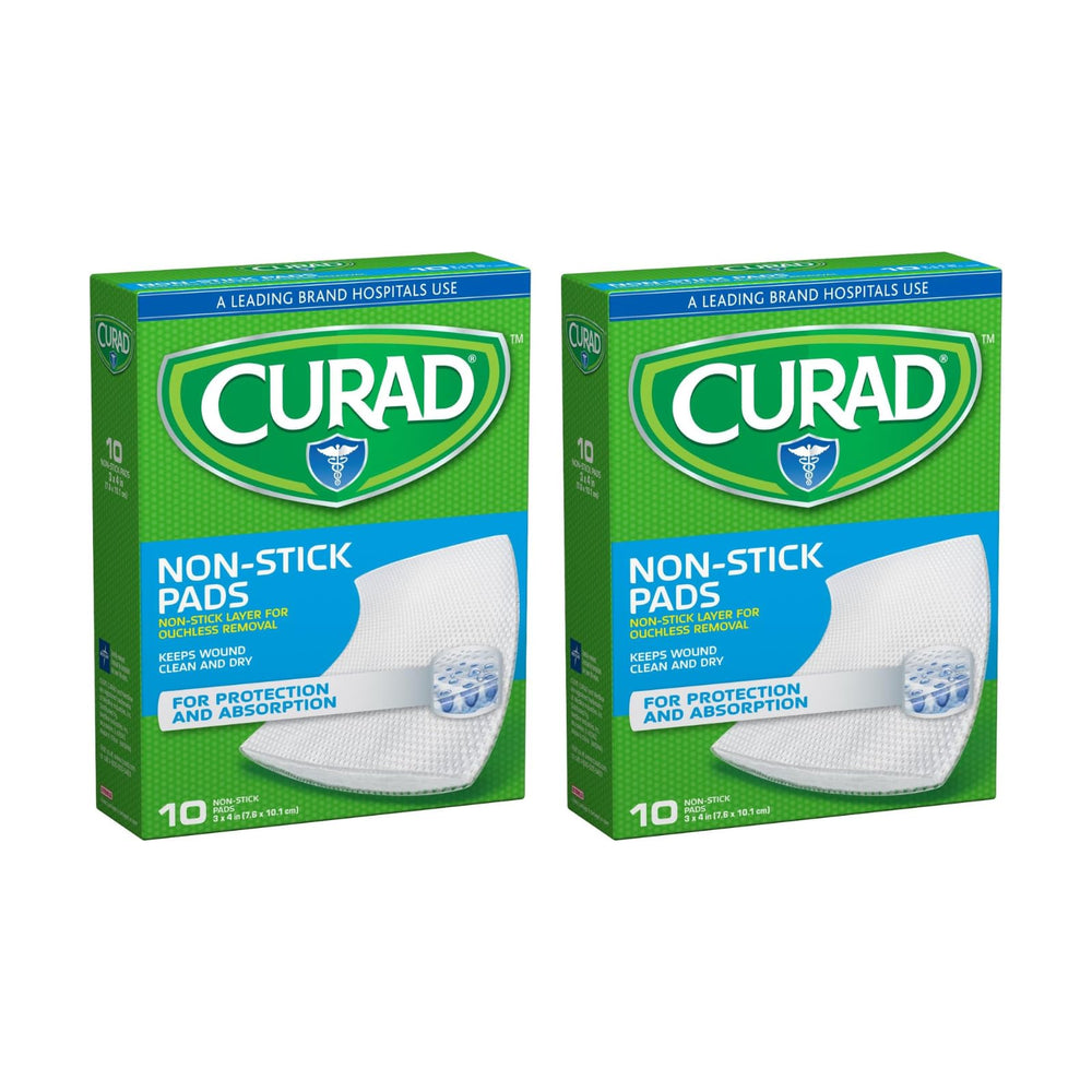 Curad medium non-stick pad with perforated film provides gentle, breathable wound cover for post-surgical care.