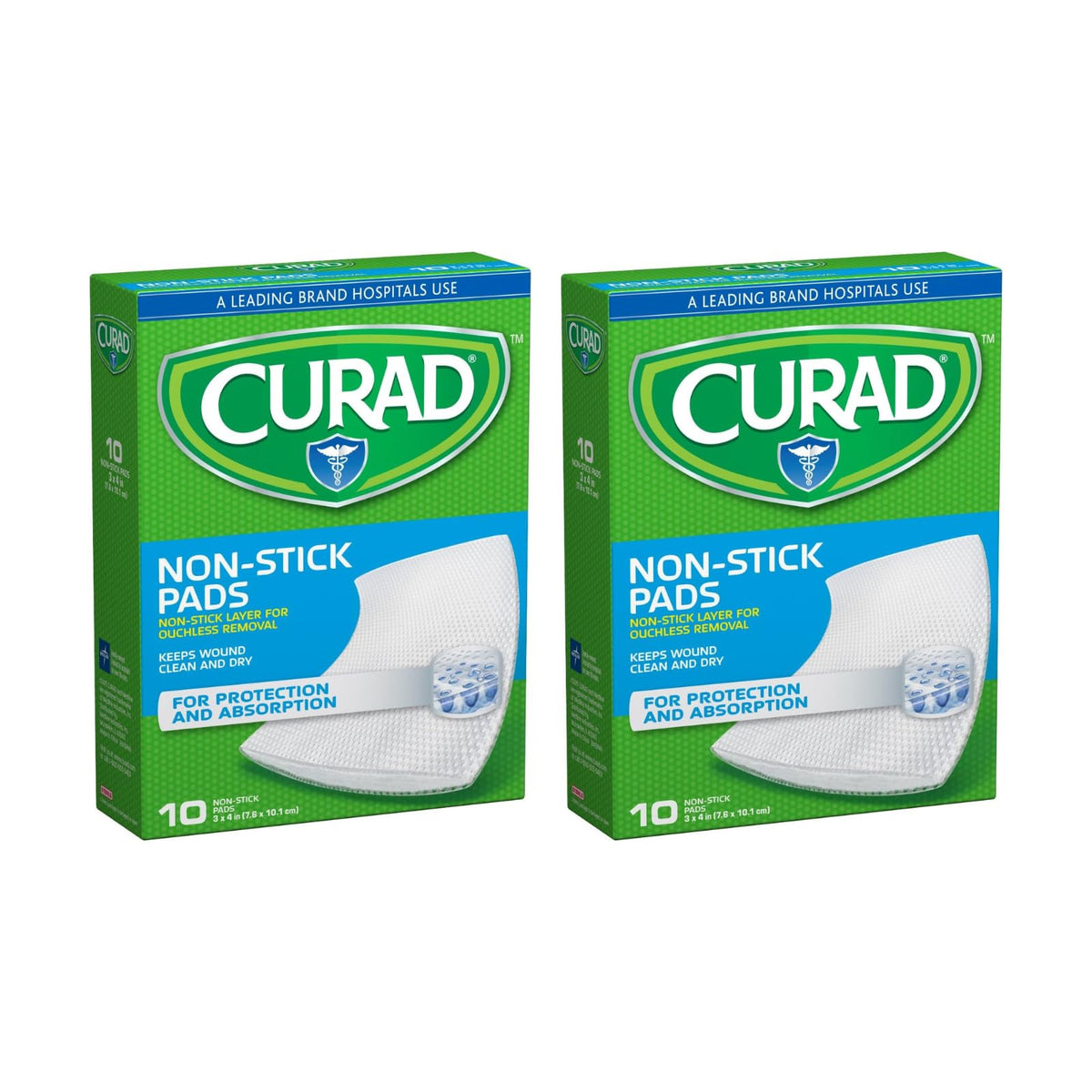 Curad medium non-stick pad with perforated film provides gentle, breathable wound cover for post-surgical care.