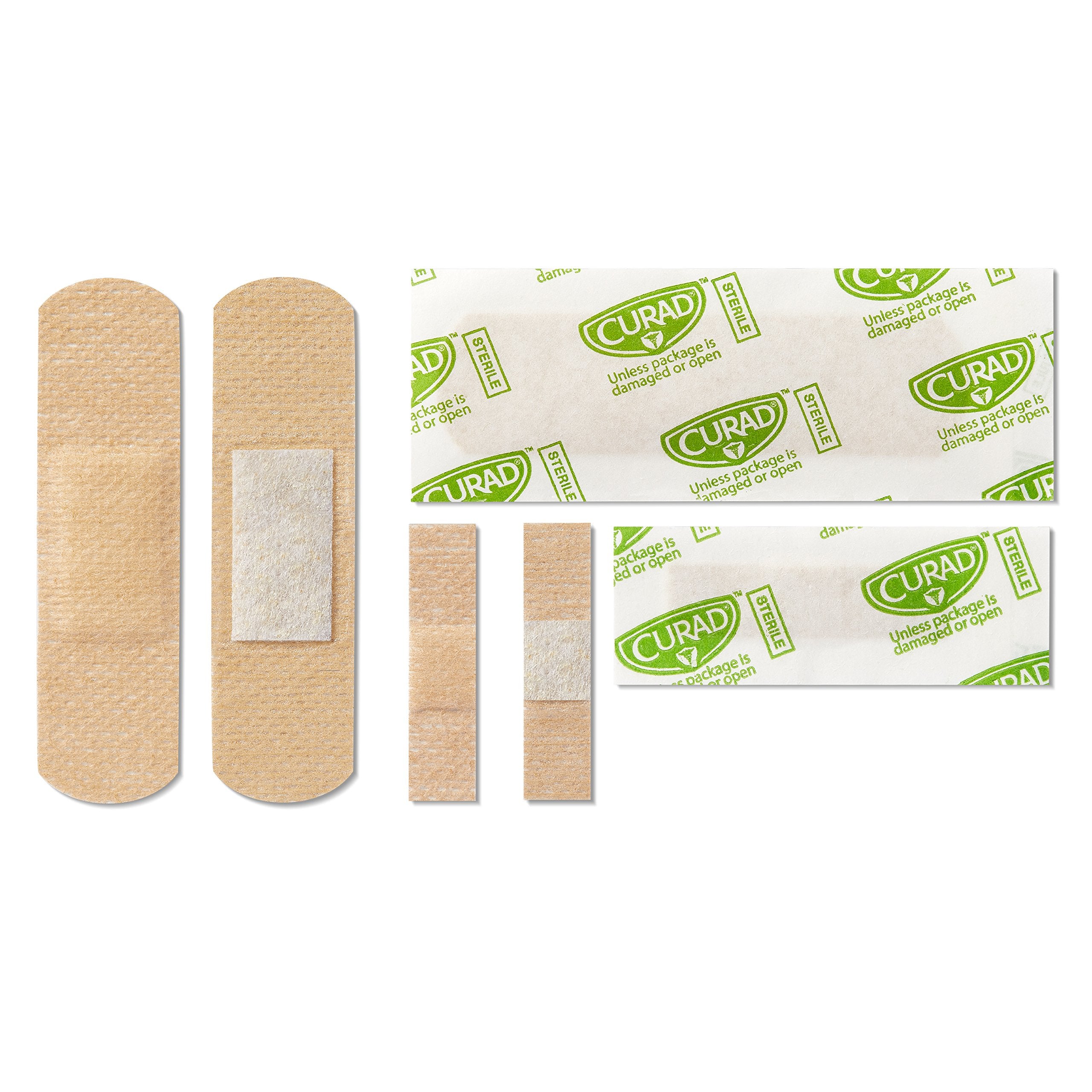 Curad Quickstop bandage showing naturally derived blood-stopping agent in action.