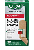 CURAD QuickStop! Tiritas de tela flexible 0,75x2,83 pulgadas — 30 uds