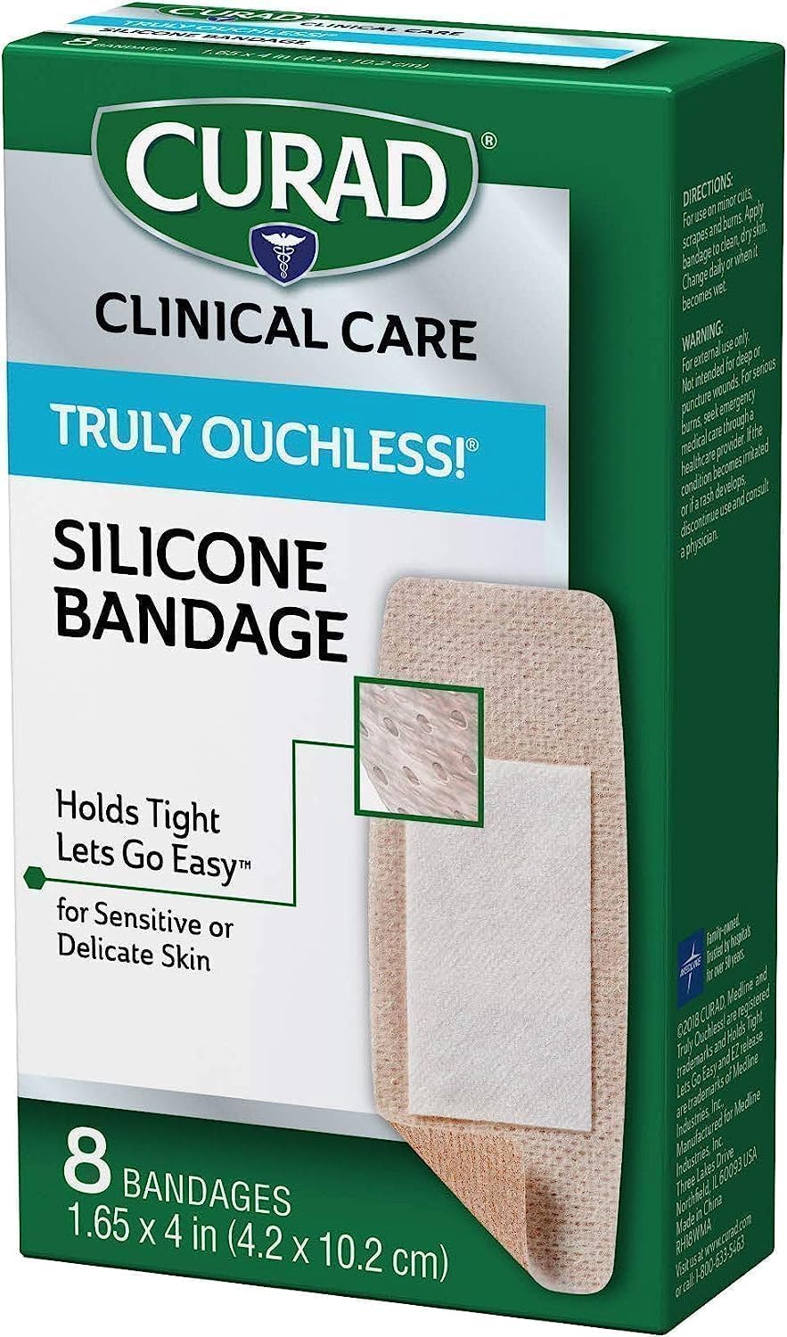 Curad Truly Ouchless non-stick pad delivers high absorbency.