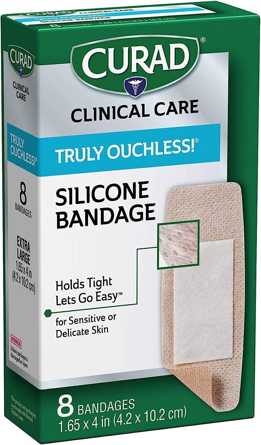 Curad Truly Ouchless features EZ Release adhesive for easy wound checks.