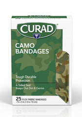 Curad verde camo banda adhesiva de tela flexible para cortes pequeños